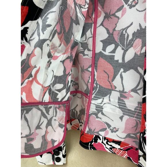 Charter Club Pink Floral Jacket Mandarin Collar Long Sleeve Fitted Size Petite M - Picture 9 of 9